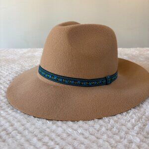 NATURAL LIFE 100% Wool Tan Fedora Hat with Floppy Brim